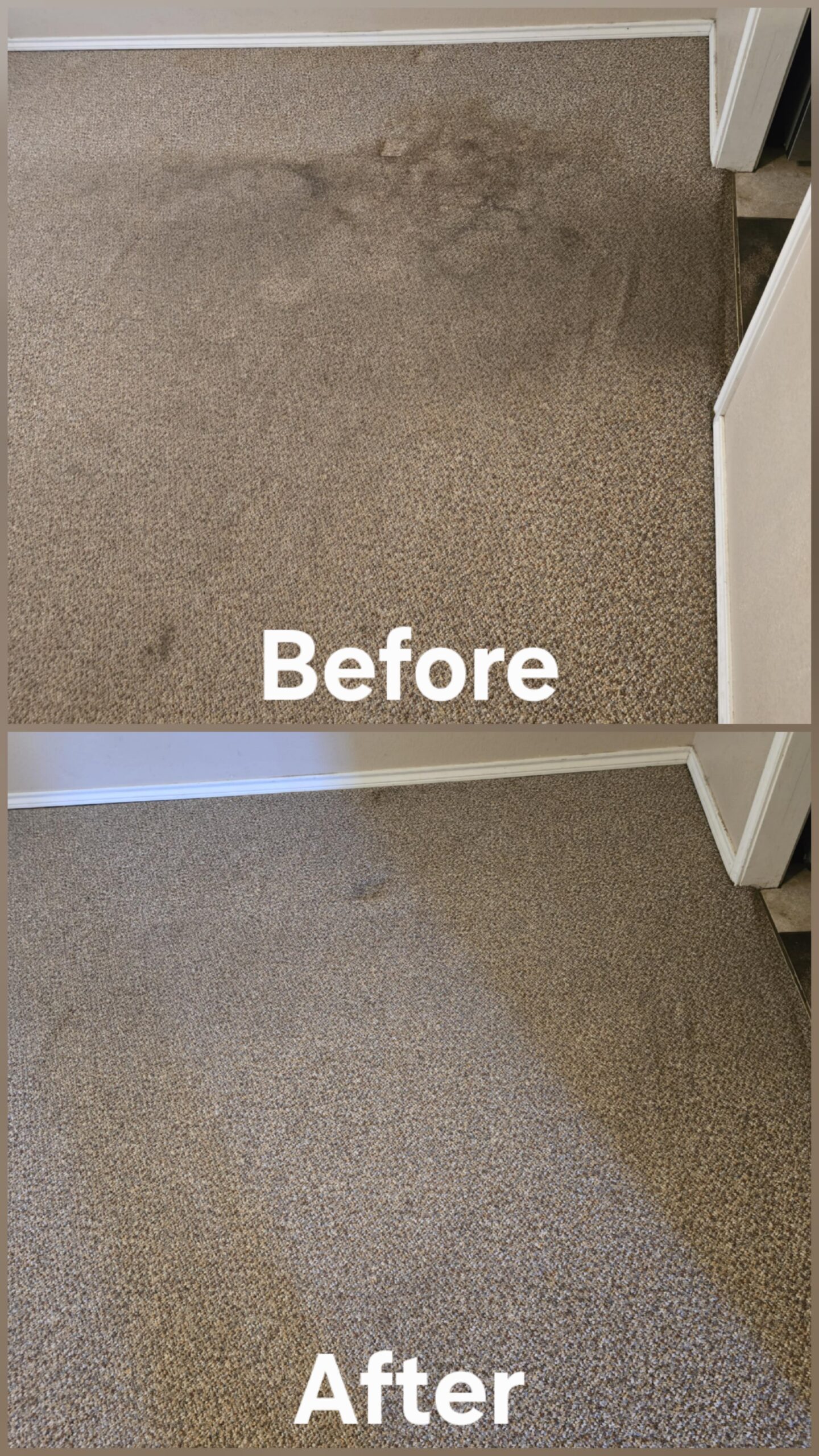 Carpet Cleaning Before and After by Granbury Carpet Cleaning.